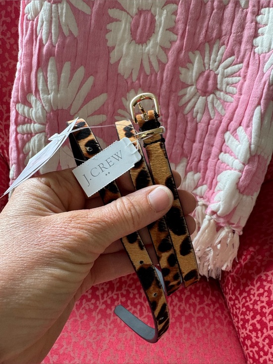 J. Crew Accessories - NWT J. Crew Leopard-Print Skinny Belt in Tan, Black and Gold